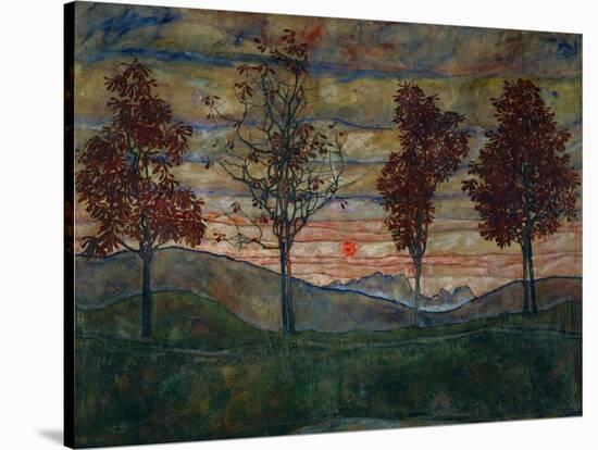 Four Trees, 1917-Egon Schiele-Stretched Canvas