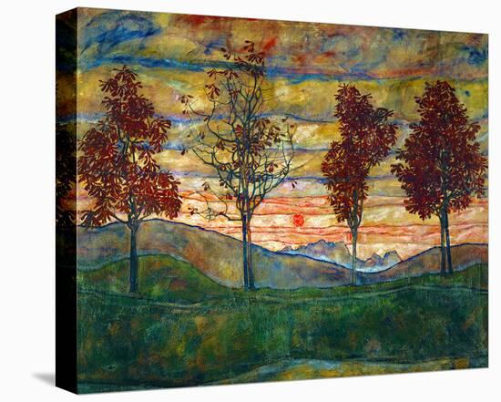 Four Trees, 1918-Egon Schiele-Stretched Canvas