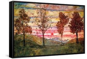 Four Trees-Egon Schiele-Framed Stretched Canvas