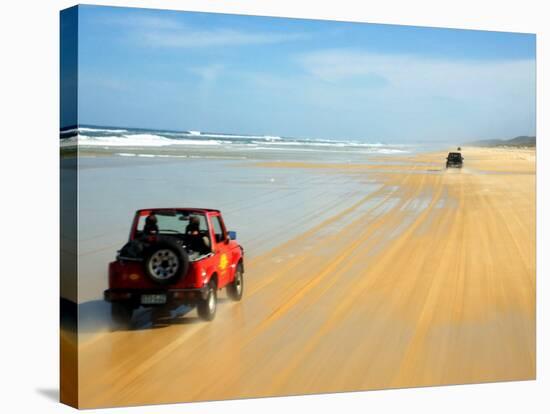 Four Wheel Drives, Seventy Five Mile Beach, Fraser Island, Queensland, Australia-David Wall-Stretched Canvas