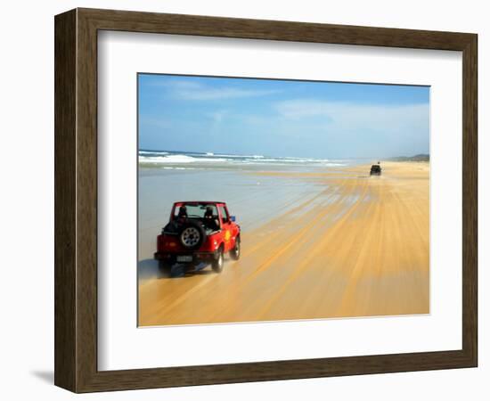 Four Wheel Drives, Seventy Five Mile Beach, Fraser Island, Queensland, Australia-David Wall-Framed Photographic Print