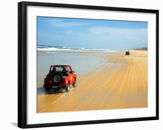 Four Wheel Drives, Seventy Five Mile Beach, Fraser Island, Queensland, Australia-David Wall-Framed Photographic Print