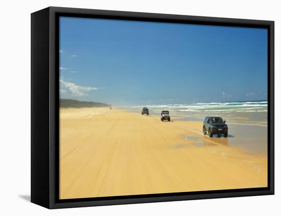 Four Wheel Drives, Seventy Five Mile Beach, Fraser Island, Queensland, Australia-David Wall-Framed Stretched Canvas