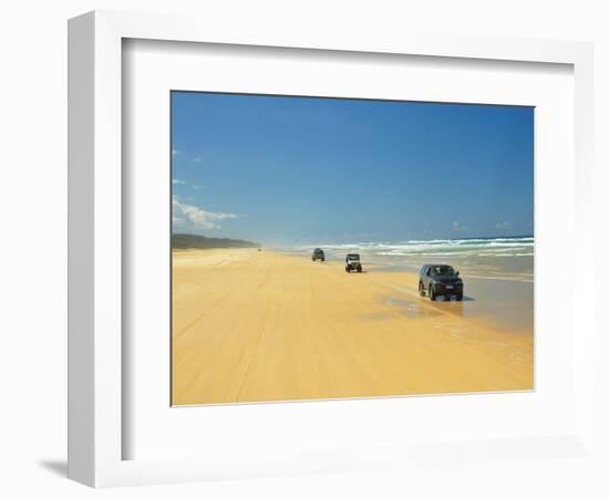 Four Wheel Drives, Seventy Five Mile Beach, Fraser Island, Queensland, Australia-David Wall-Framed Photographic Print