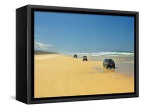 Four Wheel Drives, Seventy Five Mile Beach, Fraser Island, Queensland, Australia-David Wall-Framed Stretched Canvas