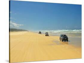 Four Wheel Drives, Seventy Five Mile Beach, Fraser Island, Queensland, Australia-David Wall-Stretched Canvas