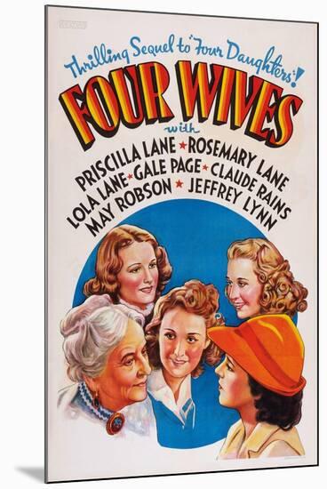 Four Wives, May Robson, Rosemary Lane, Lola Lane, Priscilla Lane, Gale Page, 1939-null-Mounted Art Print