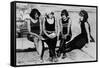 Four Women at the Beach Photograph - Atlantic City, NJ-Lantern Press-Framed Stretched Canvas