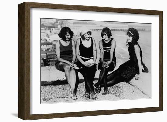 Four Women at the Beach Photograph - Atlantic City, NJ-Lantern Press-Framed Art Print
