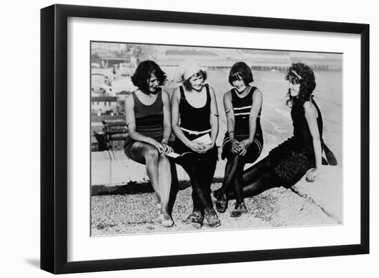 Four Women at the Beach Photograph - Atlantic City, NJ-Lantern Press-Framed Art Print