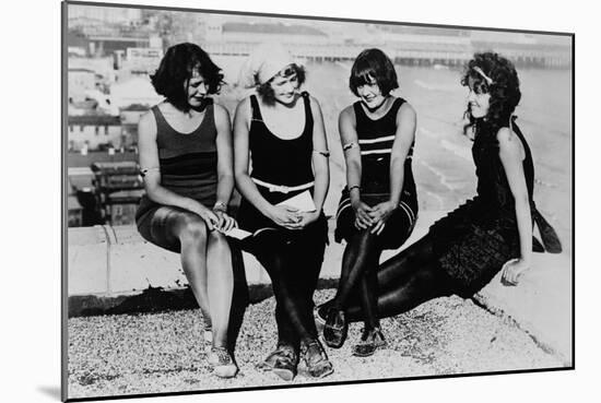 Four Women at the Beach Photograph - Atlantic City, NJ-Lantern Press-Mounted Art Print