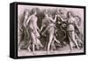 Four women dancing-Andrea Mantegna-Framed Stretched Canvas