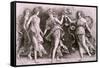 Four women dancing-Andrea Mantegna-Framed Stretched Canvas