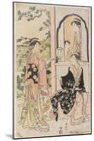 Four Women in Mitate as Ushiwaka Serenading Jo-Ruri-Hime, 1785-Torii Kiyonaga-Mounted Giclee Print