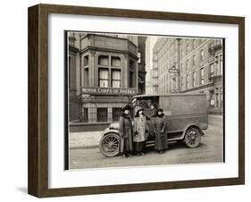 Four Women of the Motor Corps of America Standing in Front of an Ambulance (One Woman in Driver's…-Byron Company-Framed Giclee Print