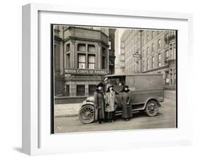 Four Women of the Motor Corps of America Standing in Front of an Ambulance (One Woman in Driver's…-Byron Company-Framed Giclee Print