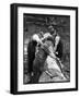 Four Working Class Men in Flat Caps Work as a Team Stripping Bark off a Huge Oak Tree-null-Framed Premium Photographic Print