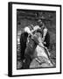 Four Working Class Men in Flat Caps Work as a Team Stripping Bark off a Huge Oak Tree-null-Framed Photographic Print