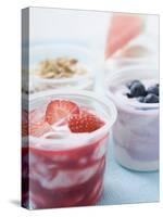 Four Yoghurts with Berries, Cereal and Watermelon-null-Stretched Canvas