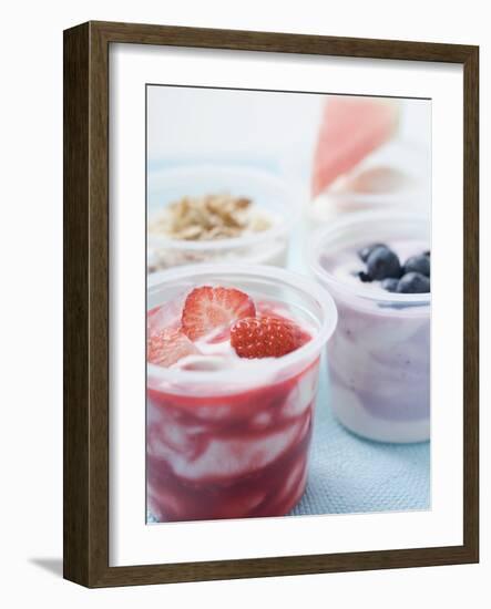 Four Yoghurts with Berries, Cereal and Watermelon-null-Framed Photographic Print