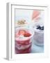 Four Yoghurts with Berries, Cereal and Watermelon-null-Framed Photographic Print