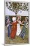 Four Young Girls Sing as They Go Round the Mulberry Bush-Millicent Sowerby-Mounted Art Print