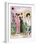 Four Young Ladies in Fashionable Summer Outfits-null-Framed Art Print