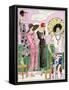 Four Young Ladies in Fashionable Summer Outfits-null-Framed Stretched Canvas