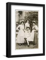 Four Young Women and a Dog in a Garden-null-Framed Photographic Print