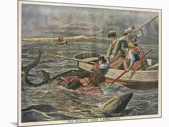 Four Young Women of Trieste Attacked by Sharks While Out Boating-null-Mounted Art Print