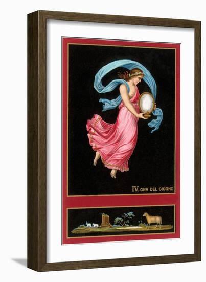 Fourth Hour of the Day, Woman with Clock-Found Image Press-Framed Giclee Print