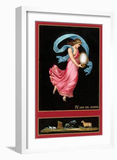 Fourth Hour of the Day, Woman with Clock-Found Image Press-Framed Giclee Print