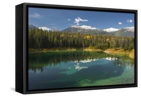 Fourth lake of valley of Five Lakes trail, Jasper National Park, UNESCO World Heritage Site, Canadi-Jon Reaves-Framed Stretched Canvas