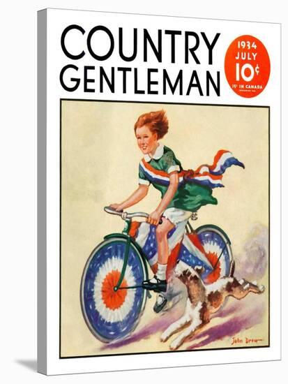 "Fourth of July Bike Ride," Country Gentleman Cover, July 1, 1934-John Drew-Stretched Canvas