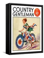 "Fourth of July Bike Ride," Country Gentleman Cover, July 1, 1934-John Drew-Framed Stretched Canvas