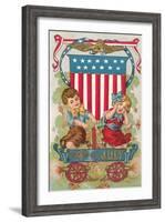 Fourth of July, Children with Firecrackers-null-Framed Art Print