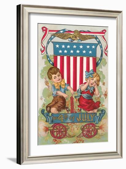 Fourth of July, Children with Firecrackers-null-Framed Art Print