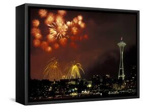 Fourth of July Fireworks from the Space Needle, Seattle, Washington, USA-Jamie & Judy Wild-Framed Stretched Canvas