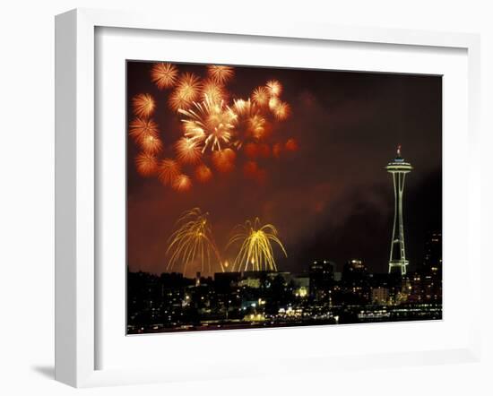 Fourth of July Fireworks from the Space Needle, Seattle, Washington, USA-Jamie & Judy Wild-Framed Premium Photographic Print