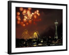 Fourth of July Fireworks from the Space Needle, Seattle, Washington, USA-Jamie & Judy Wild-Framed Photographic Print