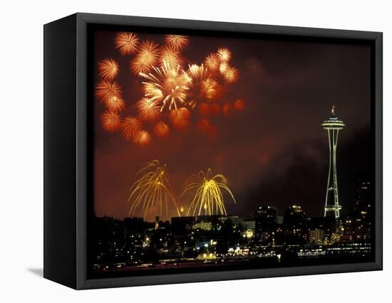 Fourth of July Fireworks from the Space Needle, Seattle, Washington, USA-Jamie & Judy Wild-Framed Stretched Canvas