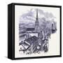 Fourth Street in Cincinnati United States of America-null-Framed Stretched Canvas