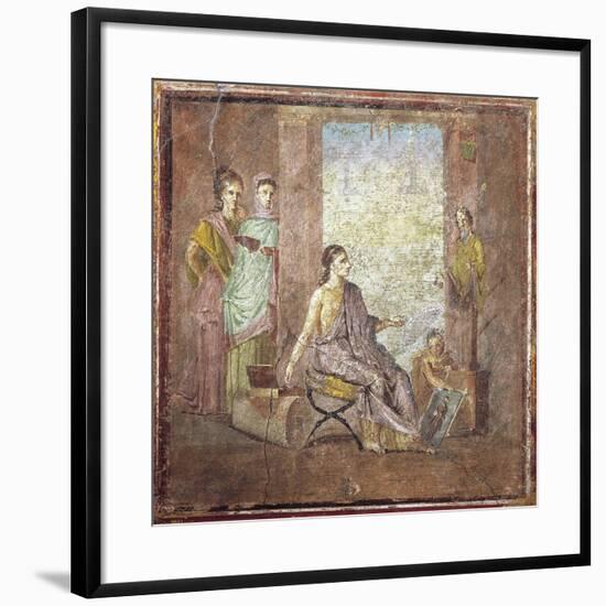 Fourth Style Fresco Depicting a Woman Painter from Italy, Pompeii, Painting on Plaster, 55-79 A.D.-null-Framed Giclee Print