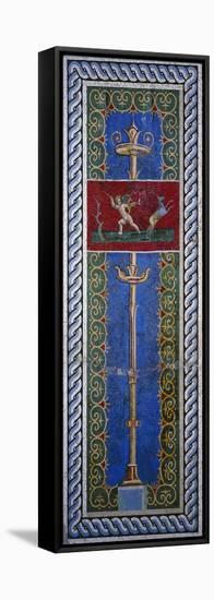 Fourth Style Mosaic of Wall Panel Depicting Candelabrum and Hunting Putto-null-Framed Stretched Canvas