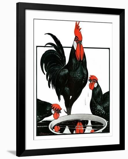 "Fowl Reflections,"October 27, 1923-Paul Bransom-Framed Giclee Print