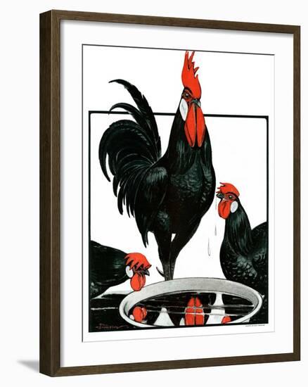 "Fowl Reflections,"October 27, 1923-Paul Bransom-Framed Giclee Print