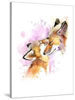 Fox and Baby. Watercolor Illustration. Motherhood Background-Faenkova Elena-Stretched Canvas