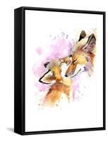 Fox and Baby. Watercolor Illustration. Motherhood Background-Faenkova Elena-Framed Stretched Canvas