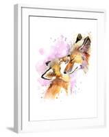 Fox and Baby. Watercolor Illustration. Motherhood Background-Faenkova Elena-Framed Art Print