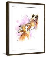 Fox and Baby. Watercolor Illustration. Motherhood Background-Faenkova Elena-Framed Art Print